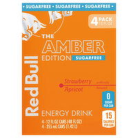 Red Bull The Amber Edition Energy Drink, Strawberry Apricot, Sugarfree, 4 Each