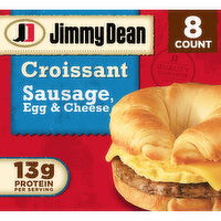 Jimmy Dean Croissant Breakfast Sandwiches with Sausage, Egg, and Cheese, Frozen, 8 Each