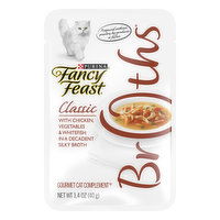 Fancy Feast Broths Limited Ingredient Wet Cat Food Complement, Broths Classic With Chicken & Whitefish, 1.4 Ounce