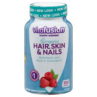 Vitafusion Gummy Vitamins, Gorgeous Hair, Skin & Nails, Raspberry Flavor, 100 Each