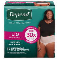 Depend Fresh Protection Maximum L Underwear, 17 Each
