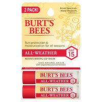 Burt's Bees Lip Balm, Moisturizing, All-Weather, SPF 15, 2 Pack, 2 Each