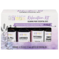 Aura Cacia Essential Oils Kit, Relaxation, 4 Each