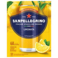 Sanpellegrino Sparkling Drinks, Italian, Limonata, 6 Each
