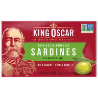 King Oscar Sardines, in Olive Oil, Skinless & Boneless, Wild Caught, 4.38 Ounce