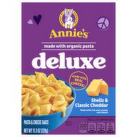 Annie's Pasta & Cheese Sauce, Shells & Classic Cheddar, Deluxe, 11.3 Ounce