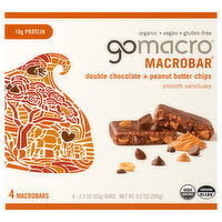 GoMacro Smooth Sanctuary Double Chocolate + Peanut Butter Chips MacroBar, 4 Each