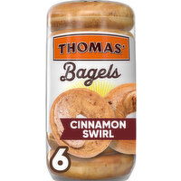 Thomas' Cinnamon Swirl Cinnamon Pre-sliced Bagels, 6 count, 20 oz, 6 Each