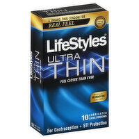 LifeStyles Condoms, Latex, Lubricated, Ultra Thin, 10 Each