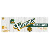 Vernors Soda, Ginger, Zero Sugar, 12 Pack, 12 Each