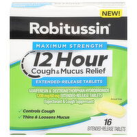 Robitussin Cough & Mucus Relief, 12 Hour, Maximum Strength, Tablets, 16 Each