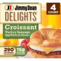 Jimmy Dean Delights Croissant Breakfast Sandwiches with Turkey Sausage, Egg White, 19.2 Ounce