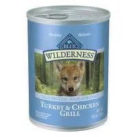 Blue Buffalo BLUE Wilderness Wilderness High Protein, Natural Puppy Wet Dog Food, Turkey & Chicken Grill, 12.5 Ounce