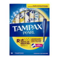 Tampax Pearl Tampax Pearl Tampons with LeakGuard Braid, Regular, 18 Ct, 18 Each