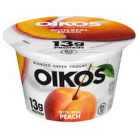 Oikos Yogurt, Peach, Blended, Greek, Nonfat, 5.3 Ounce