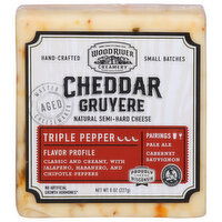 Wood River Creamery Cheese, Triple Pepper, Cheddar, Gruyere, 8 Ounce