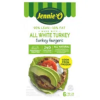 Jennie-O Turkey Burgers, All White, 90%/10%, 6 Each