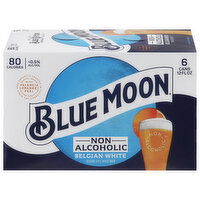 Blue Moon Beer, Non Alcoholic, Belgian White, 6 Each