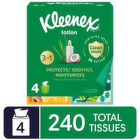 Kleenex Lotion Tissues, Coconut + Aloe, 3-Ply, 4 Each