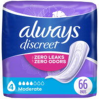 Always Discreet Discreet Moderate Absorbency, Regular Length, 66 Each