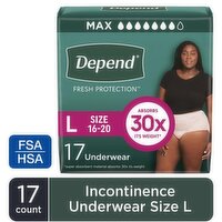 Depend Fresh Protection Maximum L Underwear, 17 Each