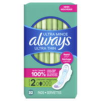 Always Ultra Thin Always Ultra Thin Pads with Wings, Size 2, 32, 32 Each