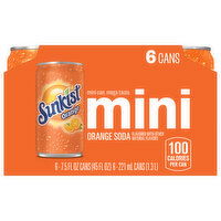 Sunkist Orange Mini Soda, 6 Each
