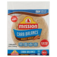 Mission Carb Balance Tortilla Wraps, Burrito, Whole Wheat, Super Soft, 6 Each