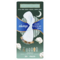 Always Pure Cotton Pure Cotton Night Pads, 20 Each