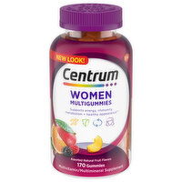 Centrum Multivitamin/Multimineral Supplement, Women, Gummies, Assorted Natural Fruit Flavors, 170 Each