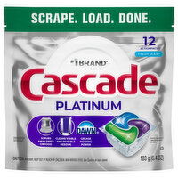 Cascade Platinum Dishwasher Detergent, Fresh Scent, Actionpacs, 12 Each