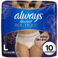 Always Discreet Discreet Boutique Incontinence Underwear, Maximum Protection, L, Rosy, 10 Each