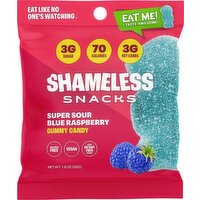 Shameless Snacks Gummy Candy, Sour Blue Raspberry, 1.8 Ounce