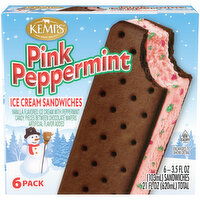 Kemps Pink Peppermint Ice Cream Sandwiches, 6 Each