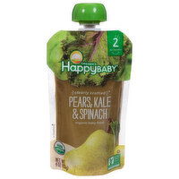 HappyBaby Organics Baby Food, Organic, Pears, Kale & Spinach, 2 (6+ Months), 4 Ounce