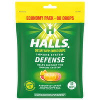 Halls Immune System Defense, Assorted Citrus, Drops, Economy Pack, 80 Each