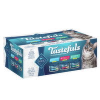 Blue Buffalo BLUE Tastefuls Natural Flaked Wet Cat Food Variety Pack, Tuna, Chicken, Fish & Shrimp Entrées  in Gravy, 36 Ounce