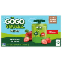 GoGo Squeez Applesauce, Apple Strawberry, Fruit on the Go, 12 Each