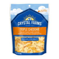 Crystal Farms Cheese, Triple Cheddar, Thick Cut, 7 Ounce