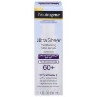 Neutrogena Sunscreen, Ultra Sheer, Moisturizing Face Serum, Fragrance Free, Broad Spectrum SPF 60+, 1.7 Fluid ounce