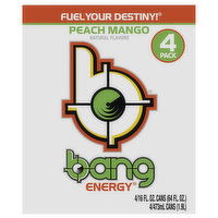 Bang Energy Drink, Peach Mango, 4 Pack, 4 Each