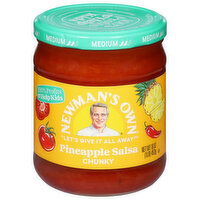 Newman's Own Salsa, Pineapple, Medium, Chunky, 16 Ounce