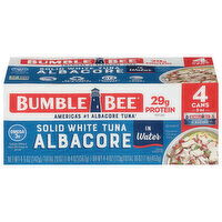 Bumble Bee Tuna, in Water, White, Solid, Albacore, 4 Each