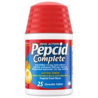 Pepcid Complete Acid Reducer + Antacid, Dual Action, Tropical Fruit, Chewable Tablets, 25 Each