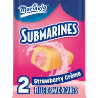 Marinela Submarines Strawberry Crème Filled Snack Cakes, 2 count, 2.47 oz, 2 Each