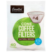 Essential Everyday Natural Brown Cone Coffee Filters, 40 Each