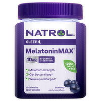 Natrol Melatonin Max, Sleep, 10 mg, Gummies, Blueberry, 50 Each