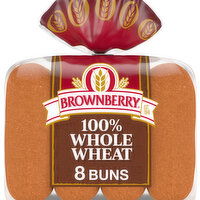 Brownberry 100% Whole Wheat Hot Dog Buns, 8 count, 16 oz, 8 Each