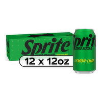 Sprite Zero Sugar Lemon Lime Diet Soda Pop Soft Drink, 12 Each