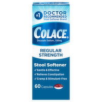 Colace Stool Softener, Regular Strength, Capsules, 60 Each